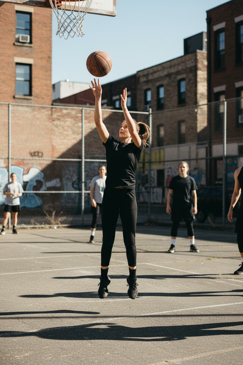 Basketbalistka v čistém kompresním tričku