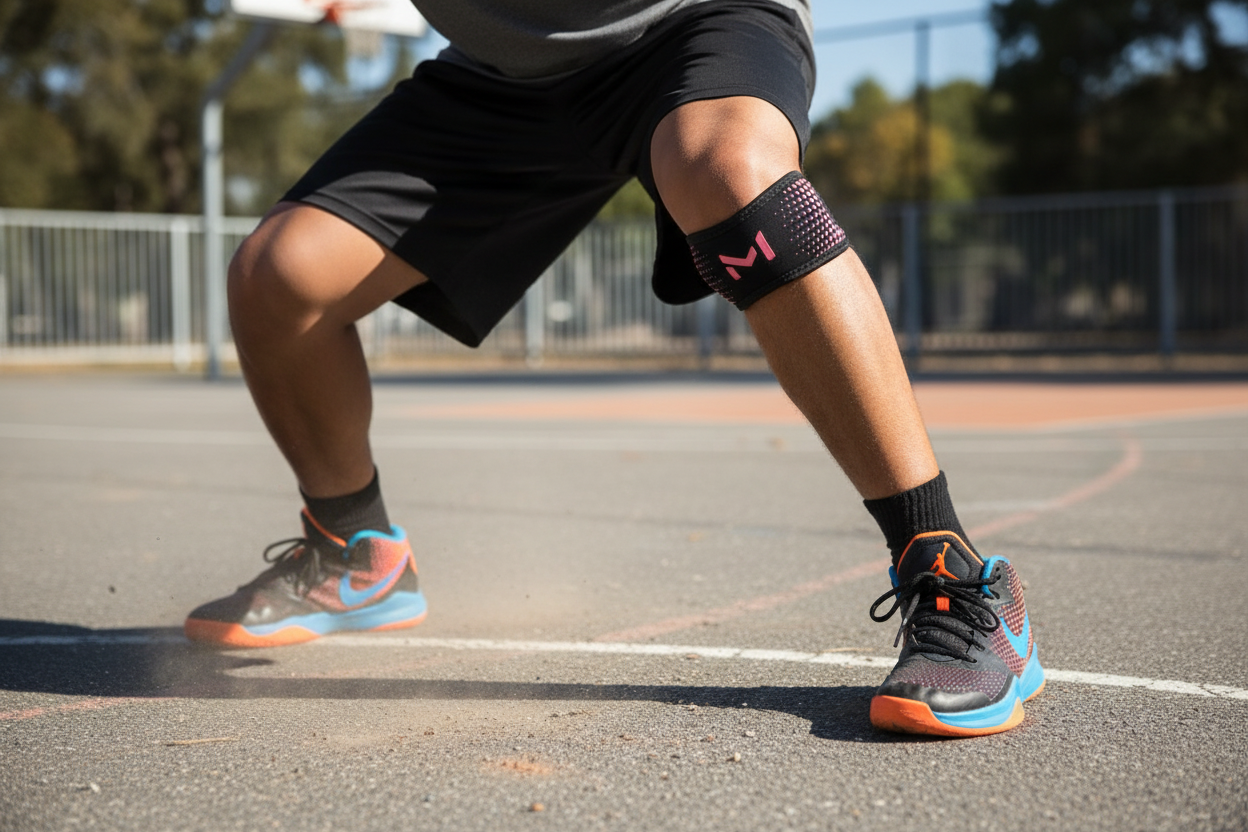 Detail patella band při hře