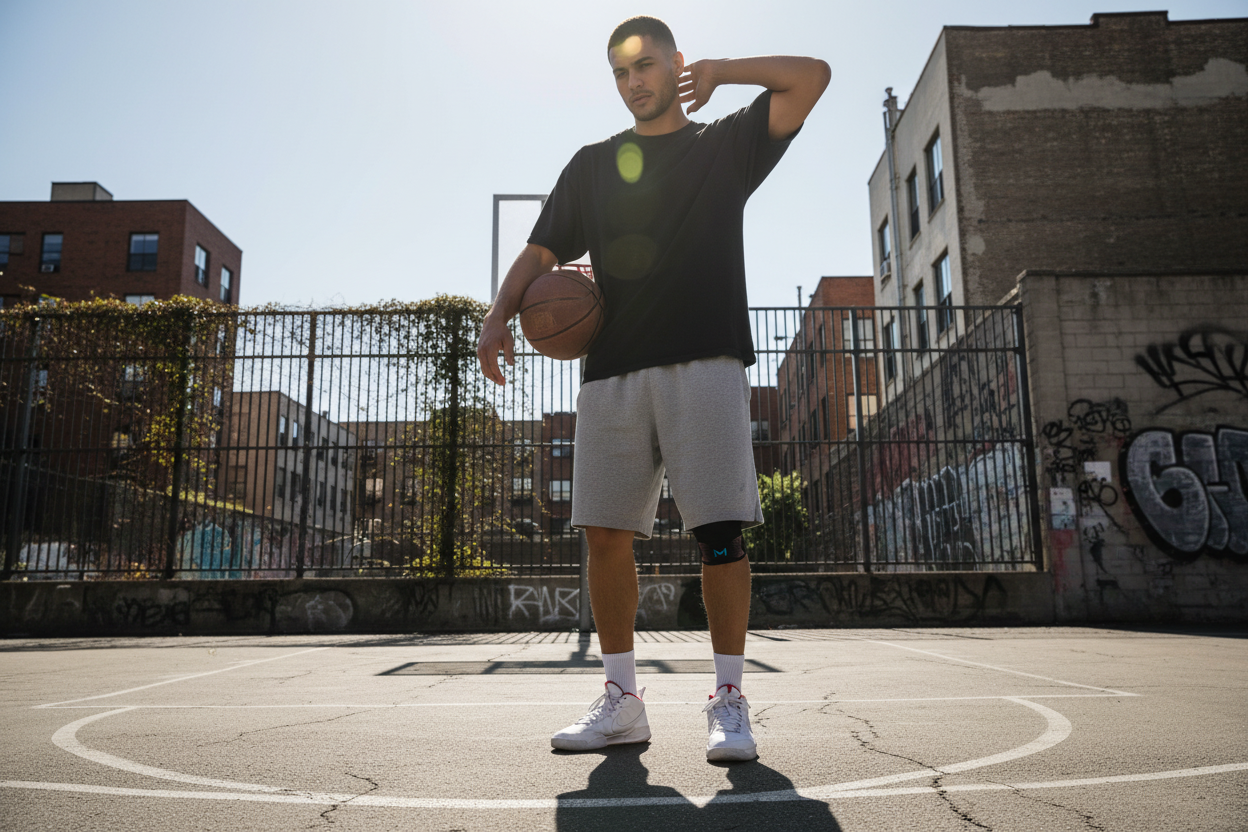 Hooper with knee strap on right knee only